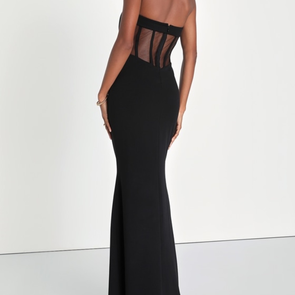 Size Small - Lulu’s Black Strapless Bustier Mermaid Maxi Dress - Size S
